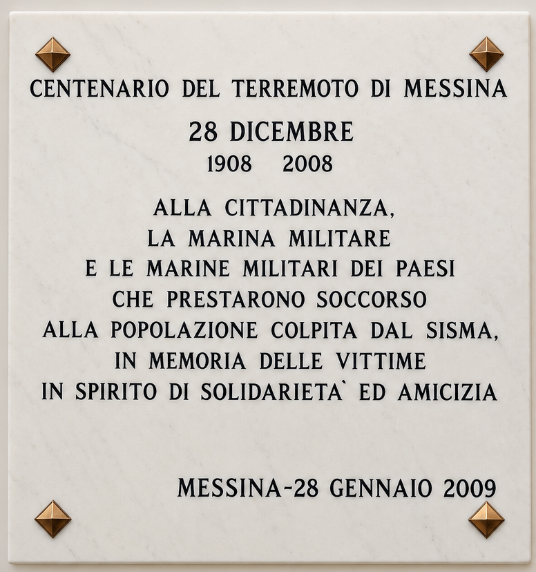 Targa commemorativa del Centenario del Terremoto di Messina 1908-2008