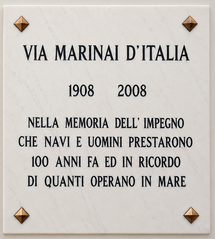 Targa Via Marinai d'Italia 1908-2008 a Messina
